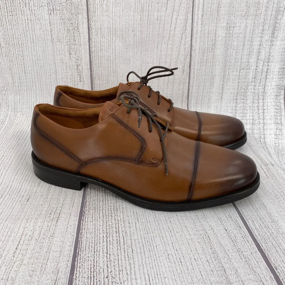 Cole Haan Bedford Cap Toe Derby Mens 13 British Tan Leather Grand 360 Dress Shoe